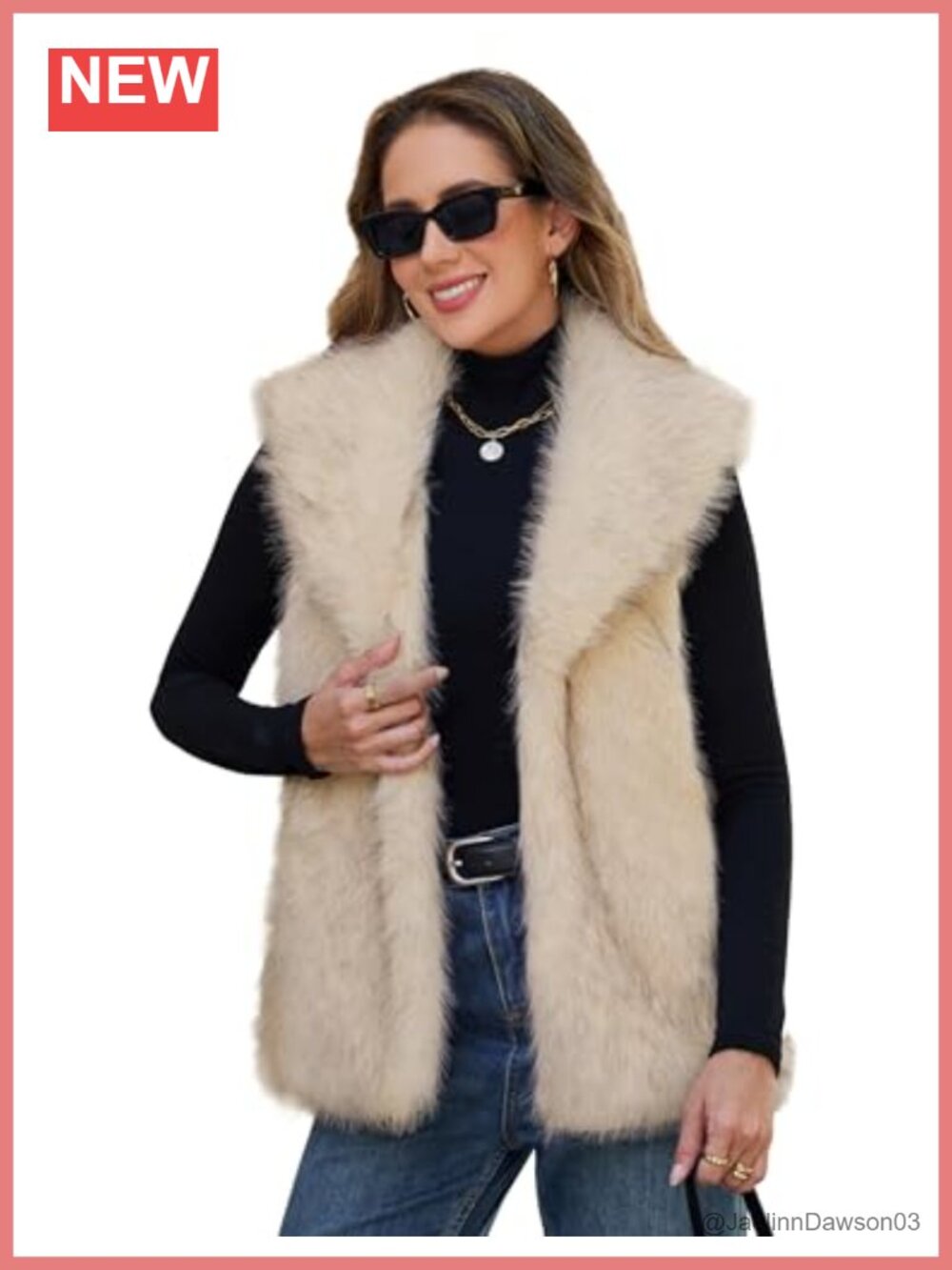 Faux Fur Vest Lapel Collar Sleeveless Open Front Cardigan Top